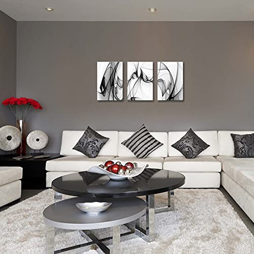 Gutilanda Art Black And White Abstract Line Art Canvas Print Painting Modern Wall Decor Artwork, Home Office #TOP2