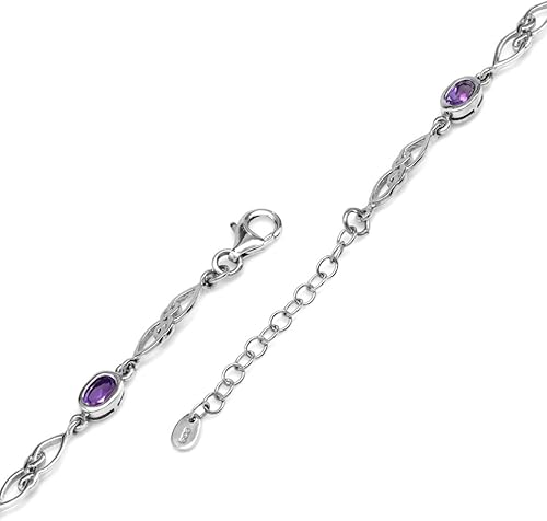 Miniatura 3 de Silvershake Piedras preciosas de piedra natal chapadas en oro blanco o amarillo chapado en plata de ley 925, tejido de nudo celta de filigrana de