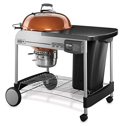 Weber 15501001 Performer Deluxe Charcoal Grill, 22-Inch, Touch-N-Go gas ignition system, Copper