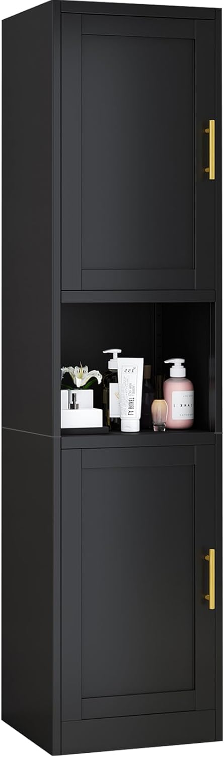 Metal Locker Cabinet with Doors and Shleves, 67" H Tall Narrow Storage Cabinet with Lock, Office Cabinet for Home Office, Living Room, Pantry, Bathroom (1Door-Lock, White)