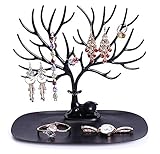 Magik Jewelry Deer Tree Stand Display Organizer DIY Handcrafts Parts Necklace Ring Earring Holder Rack (Black, 1 Pack)