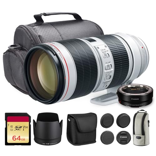 Canon EF 70-200mm f/2.8L is III USM Lens | Professional L-Series Telephoto Zoom with Constant f/2.8 Aperture, Advanced is & Fast USM AF | for Sports & Weddings (3044C002) + Adapter EF-EOS R + More
