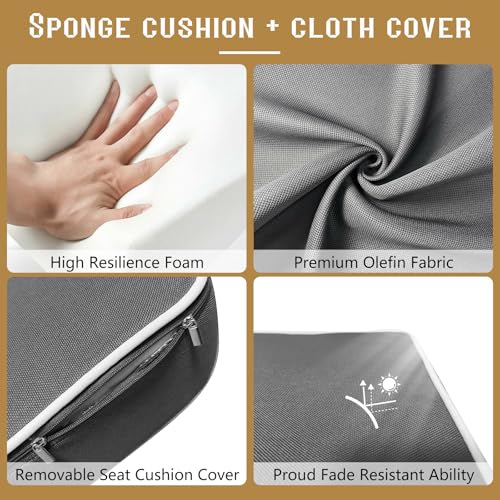 Image of Twin Size Porch Swing Day Bed Cushion Set Include Mattress with Cover,Patio Hanging Daybed Indoor Cushions Set (Dark Gray, 75 * 39 * 6in)