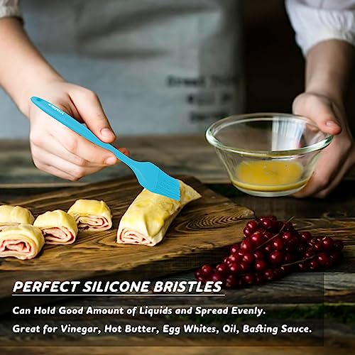 Image of Walfos Silicone Basting Pastry Brush, Heat Resistant Pastry Brush Set, Strong Steel Core and One-Pieces Design, Perfect for BBQ Grill Baking Kitchen Cooking, BPA Free and Dishwasher Safe, 2 Pcs (Blue)