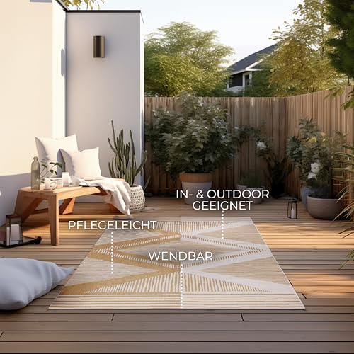 ELLE Decoration Indoor and Outdoor Rug Reversible Rug Weatherproof & Waterproof Modern Diamond Pattern Geometric Pattern Outdoor Rug for Garden Balcony - Image 3