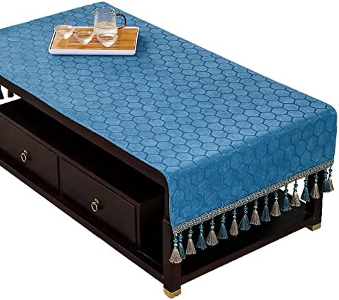 Coffee Table Cloth Coffee Table Cover with Tassel,Rectangle Coffee Tablecloth Small Table Cloth Non-slip Bottom For Wedding Banquet Tea Table Cloth Washer Dryer Fridge Top Cover,Sky Blue,40x180cm