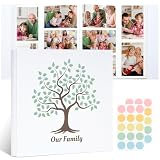 Hiwhy Family Tree Printed Photo Album 4x6, Paper Cover with Writable Stickers, 600 Pocket Memory Book for Family Memories
