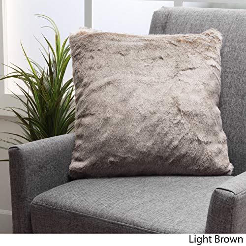 Gdf Studio Ellison Faux Fur Throw Pillow, Light Brown #TOP2