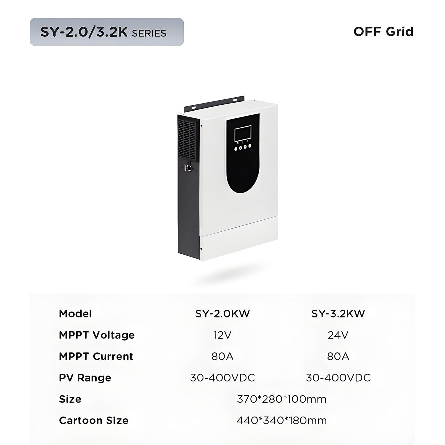 Falownik solarny z fazą rozdzieloną 1,0–10,2 kW, 12V/24V/48V DC do 220V AC, hybrydowy falownik sinusoidalny, wbudowany kontroler solarny MPPT 40–160A do akumulatora litowo-kwasowo-ołowiowego 2.0KW