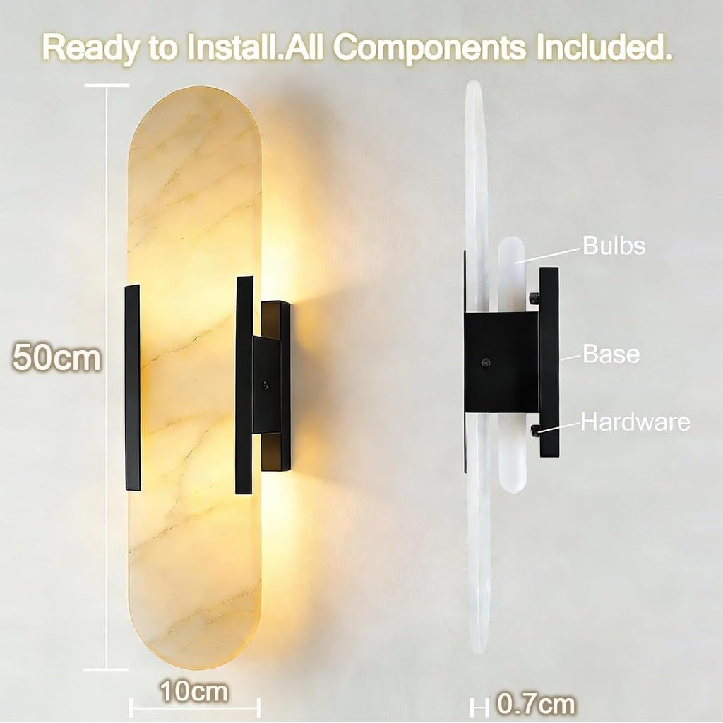 Applique da parete in alabastro Lampada da parete in marmo naturale Set di due applique moderne a LED in alabastro for soggiorno interni for sala da pranzo Scale Camera da letto