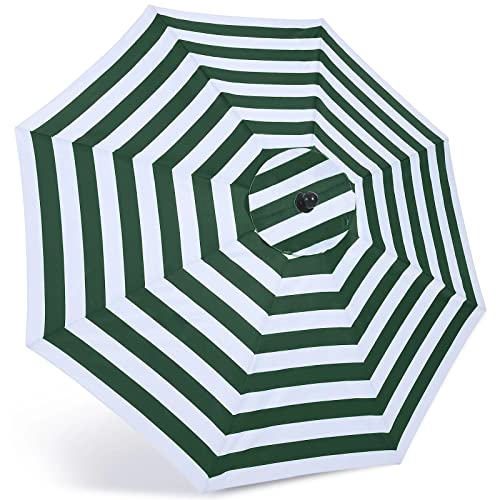 Image of ABCCANOPY 9ft Outdoor Umbrella Replacement Top Suit 8 Ribs (Forest Green&White)