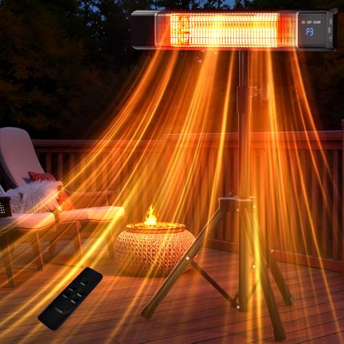KEGIAN 1500W Outdoor Electric Patio Heater, Infrared Heater with Remote