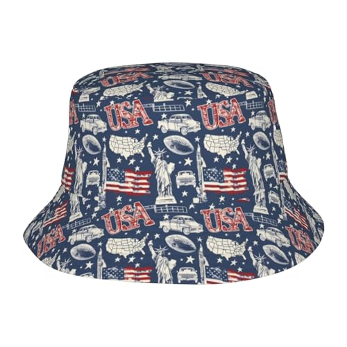 USA Flag Bucket Hat, American Flag Fisherman Hat Independence Day 4th of July Sun Hat Outdoor Cap for Men Women