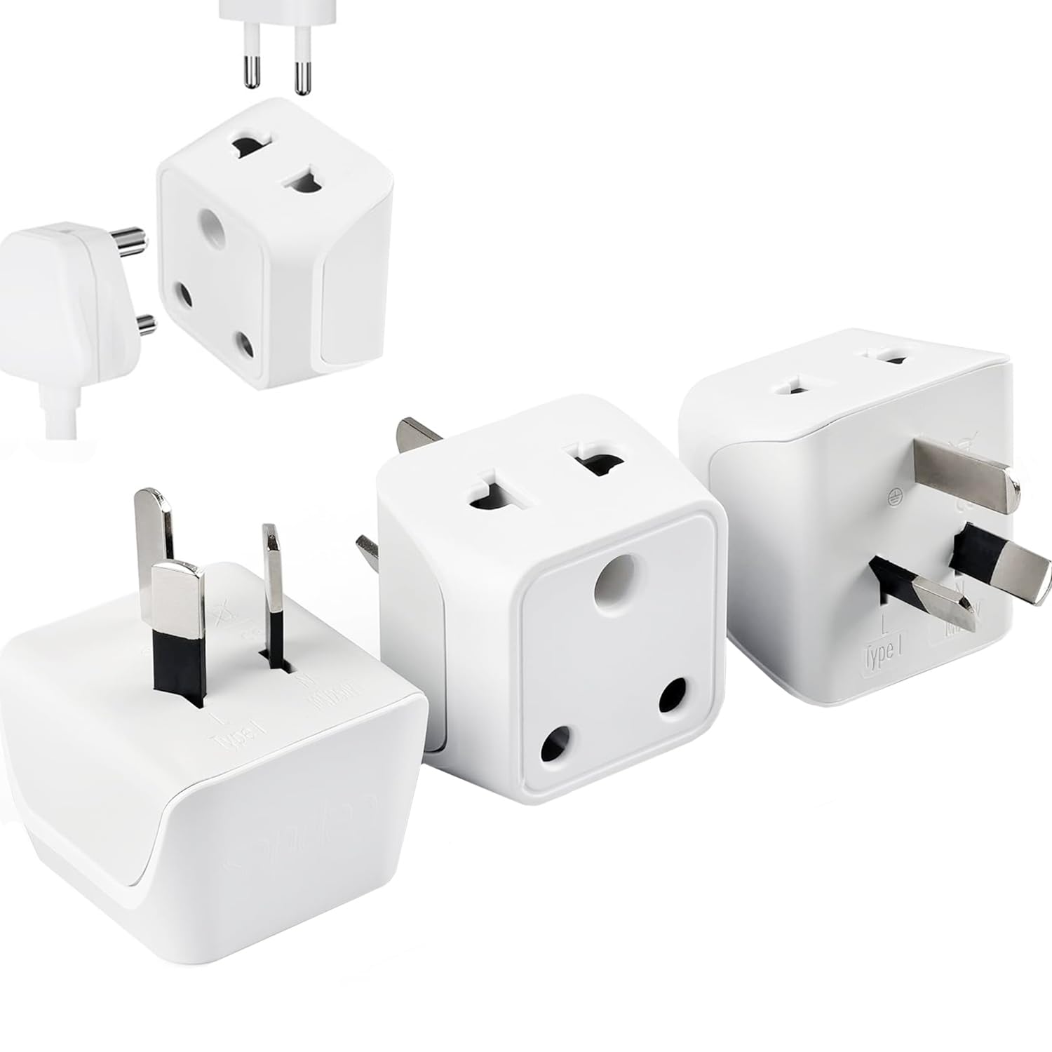 Ceptics India to Australia Adapter Plug, China, New Zealand & More - Type I - CE Certified - RoHS Compliant - White - CE - RoHS - 3 Pack - Lifetime Limited Warranty-picture-13