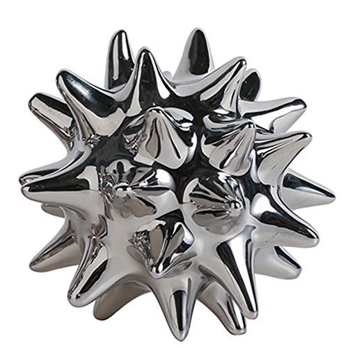 Anding Ceramic Abstract culpture Ideal Gift Suitable for Friends Family Wedding Table Home DecorationSea Urchin Silver Jewelry (A351 Silver)