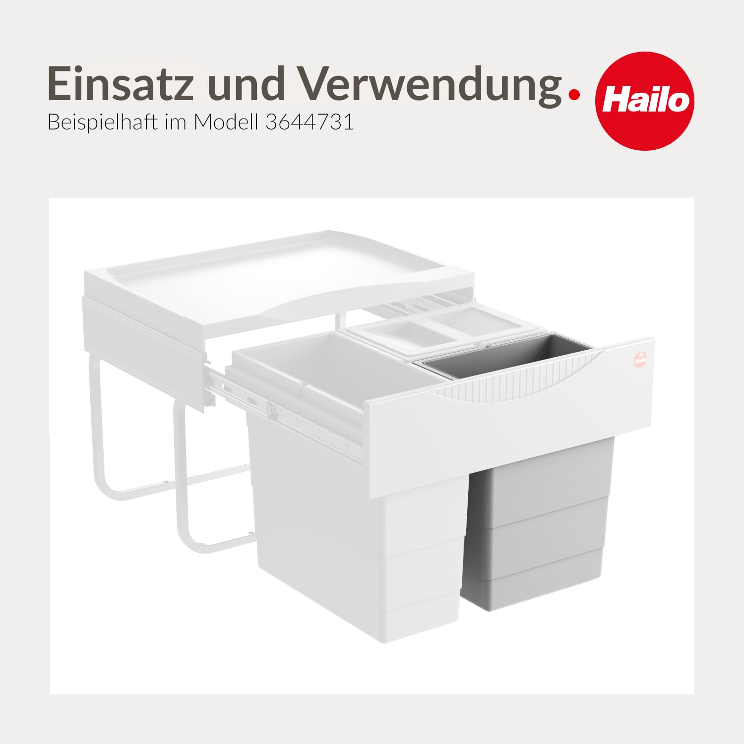 Hailo 8 L Inneneimer Paar 1075959 hellgrau | Ersatzabfalleimer für Rondo und Raumspar-Tandem Abfallsammler | Kunststoff-Eimer mit Doppelhenkel | Passend für Hailo 3603631 | Hochwertiges Zubehör Küche