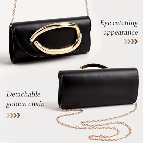 Clutch Purses for Women - Evening Bag with Chain Elegant Dressy Formal Handbag Metal Handle Purse - Image 5