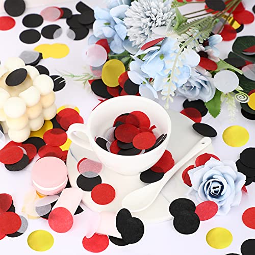 Image of TecUnite Black White Red Gold Confetti Round Tissue Paper Table Confetti Dots for Wedding Birthday Party Decoration Arts Craft DIY Scrapbooking, 1.76 oz (2.5 cm)