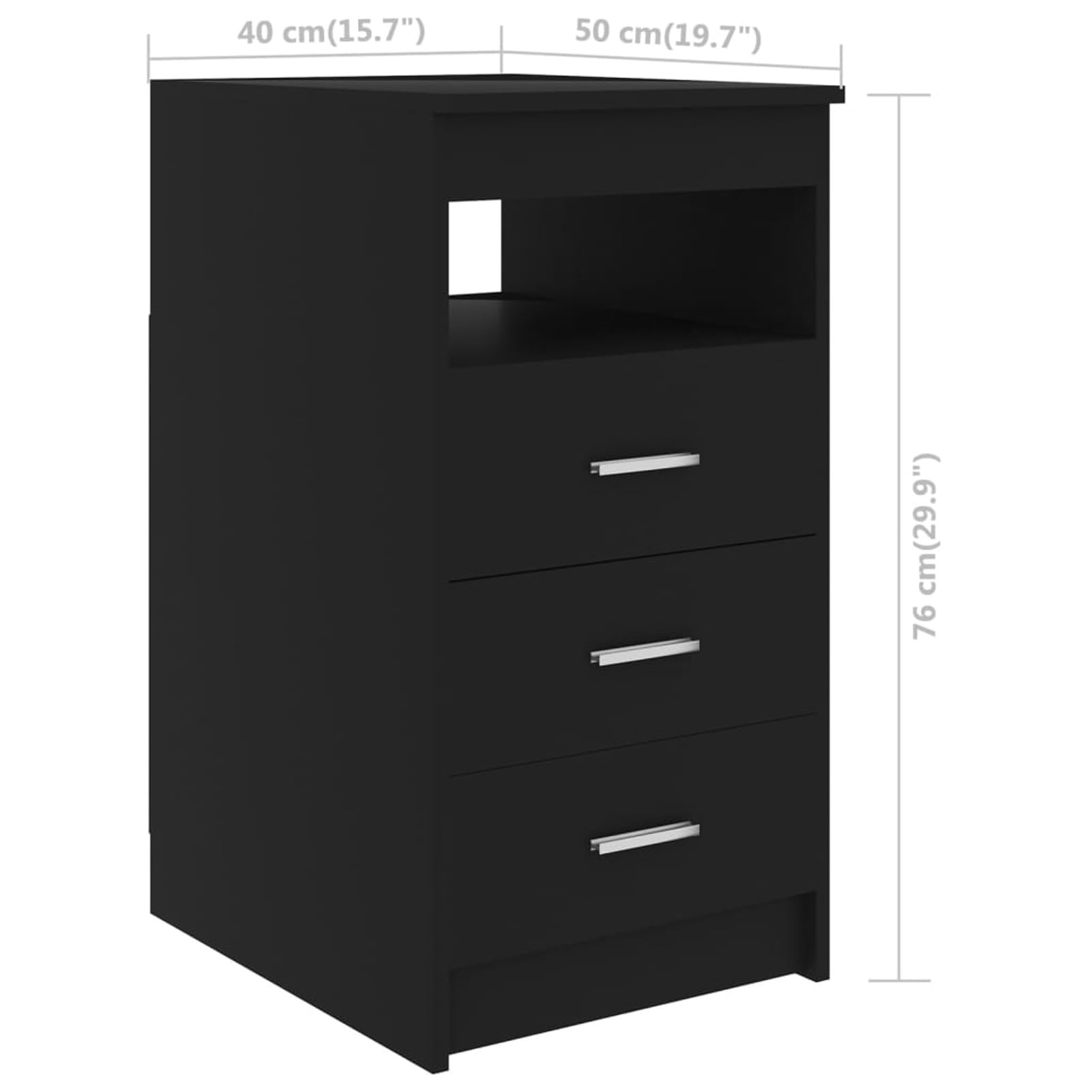ShGaxin Cassettiera Nera 40x50x76 cm in Legno Multistrato,Cassettiera,Cassettiera Salvaspazio,Cassettiera Scrivania,Cassettiera Camera da Letto-801806