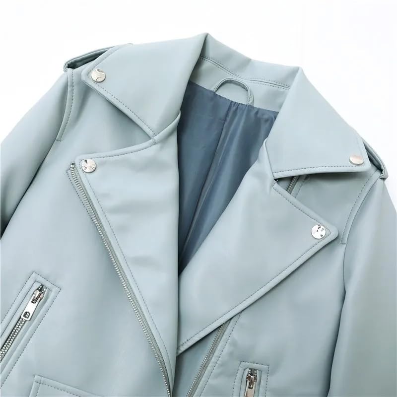 Women's Leather Jacket Spring And Autumn The Belt Detachable Epaulet Motorcycle Jacket Leather Jacket3