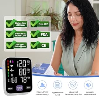 Andesfit Smart Bluetooth Blood Pressure Monitor: for Home use Come with 17" and 21" bp Cuff Arm Type Automatic XL Blood Pressure Machine AppleHealth Google fit Free APP Large and Extra Large
