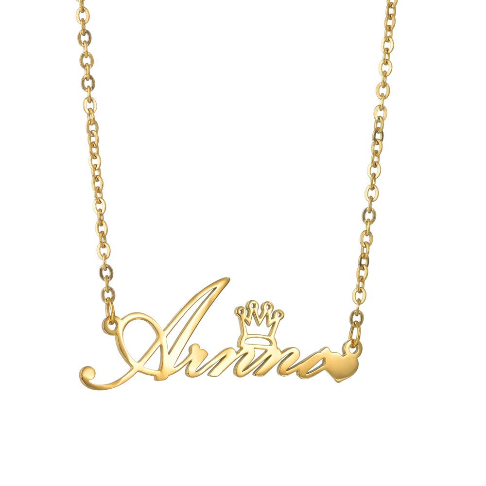 Flowshey Custom Name Necklace Personalized 18K Gold Plated Customized Nameplate Pendant Necklace Gifts for Women