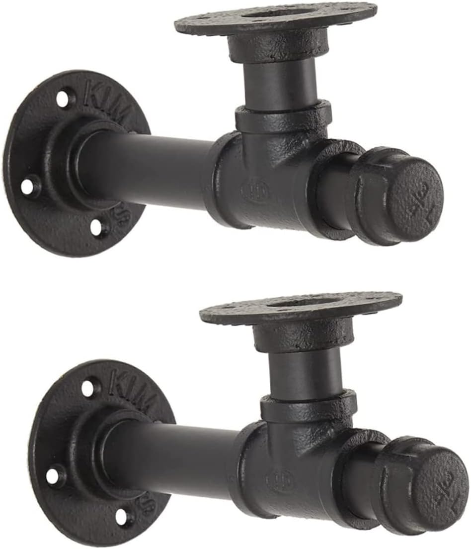 2pcs Vintage Wall Mounted Iron Shelving Brackets Industrial Style Supports for Floating Shelves Easy Installation for Home Decor and Storage