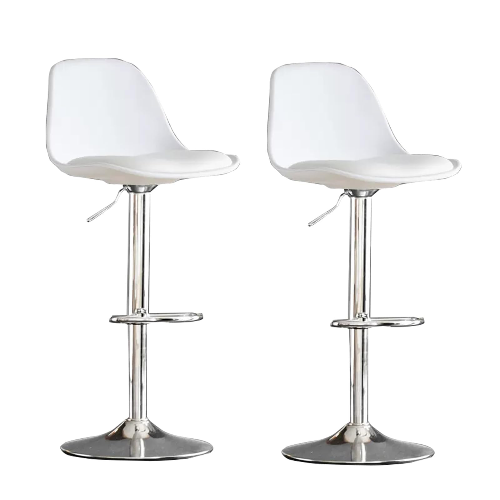 Modern Leather Swivel Barstool with Adjustable Height Backrest for Kitchen Island Counter Chairs (Bianco)