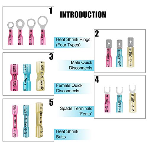 image for Kuject 255PCS Heat Shrink Wire Connectors, Waterproof Electrical Crimp