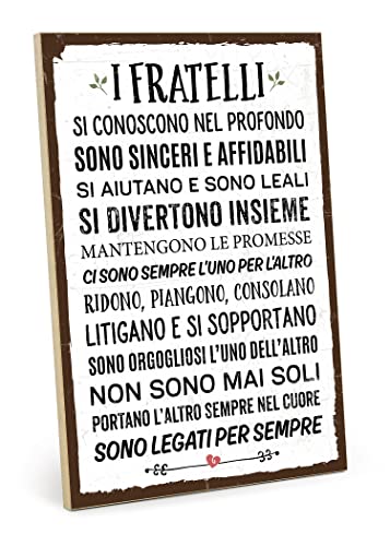 TypeStoff Targa in legno con aforisma - Fratelli - In stile vintage...