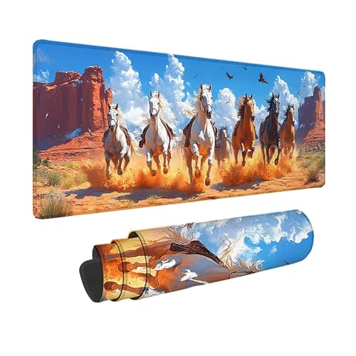 Sous main bureau jaune au motif de cheval pour organiser son espace