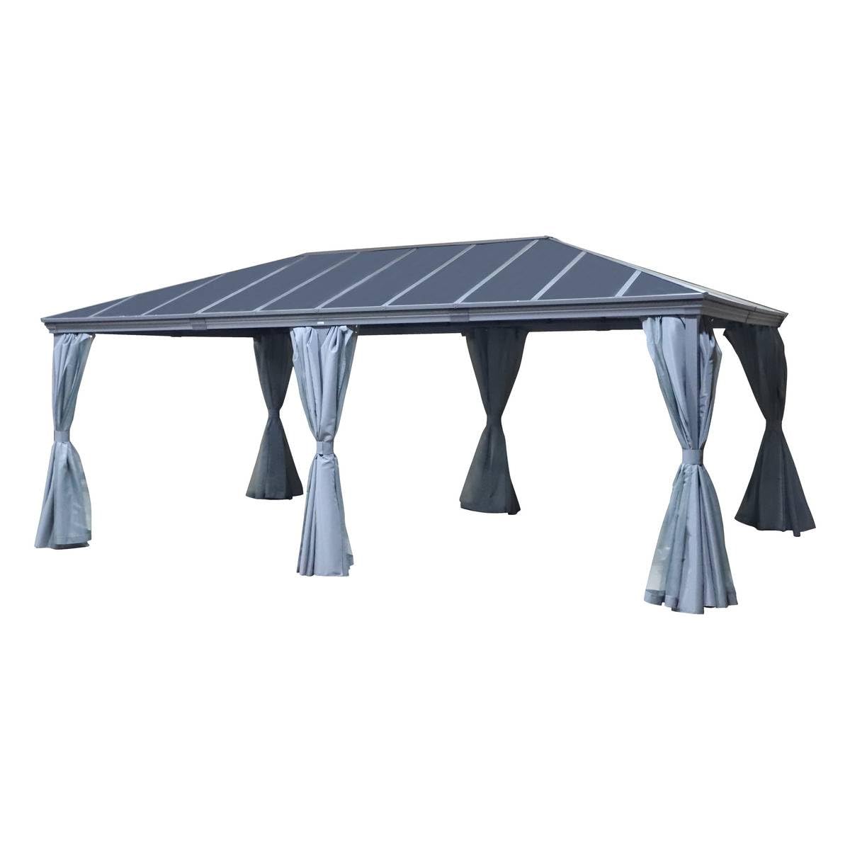Hespéride - Pergola autoportante Belize Graphite 3,6 x 6m en Aluminium et Polycarbonate