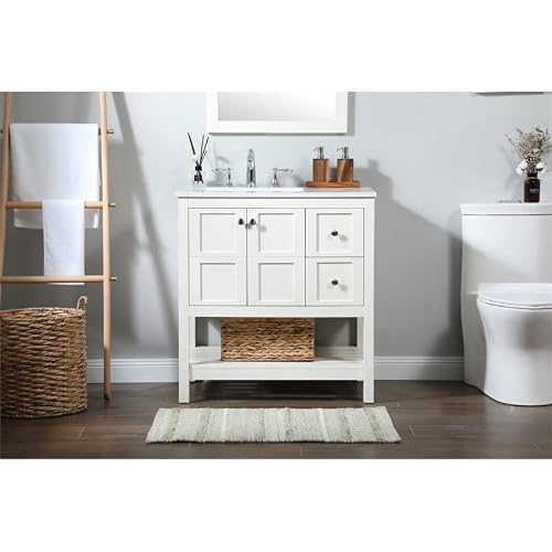 Elegant Kitchen And Bath 32 Inch Single Bathroom Vanity Cabinet - White #TOP6