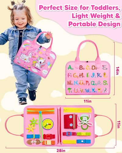 image for Exorany Busy Board Montessori Toys for Toddler Girl Birthday Gifts, Bu