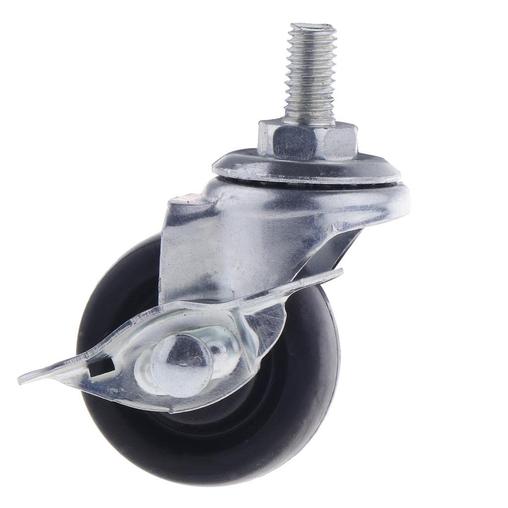 1.5'' Rubber Swivel Plate Caster Wheel M8 Universal Replacement w/Brake-image-46