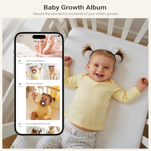 ebemate Update Freedom Wi-Fi Baby Monitor with 2.8" LCD Screen Video & Audio,4 x Zoom Mode & 720P HD Camera, 2-Way Talk Cam with Intelligent Review & Growth Album,1200FT — view 5