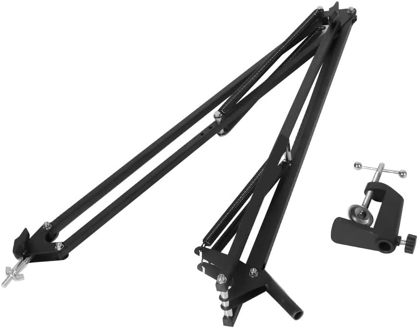 Lab Microscope Slides Video Microscope Camera Adjustable Boom Arm Stand Universal Desktop Mic Clip Holder Tripod Live Cantilever Bracket Extendable Microscope Parts(38CM)