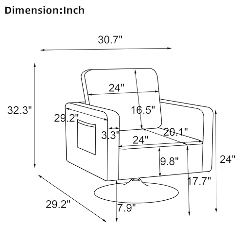 Ssline Large Linen Fabric Swivel Accent Chair Armchair Modern Upholstered Lounge Chair For Living Room Heavy Duty Single Sofa Barrel Club Chair With 360° Swivel Stainless Steel Round Base (Beige) #TOP1