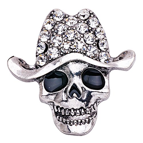 Eizur Unisexe Halloween Alliage Squelette Crâne Broche Cristal Strass Corsage Accessoire pour Halloween Parti Décoration Cadeau Style 4-Argent