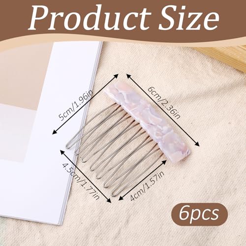 Peines franceses para cabello, 6 piezas, pequeños y decorativos miniatura 2
