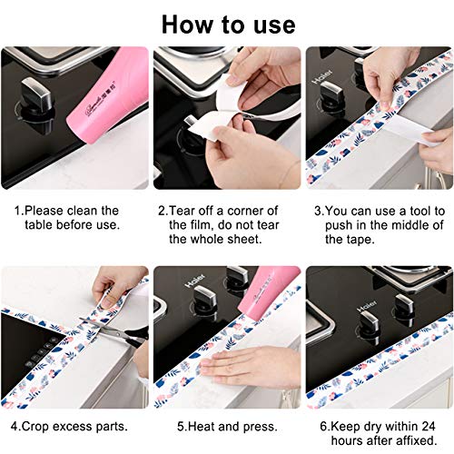 Caulk Tape Strip, Waterproof Self Adhesive Caulking Tape Anti-Mildew, PVC Adhesive Caulk for Kitchen Bathtub Shower Toilet, 1-1/2" x 11' (Leaf) - Thumbnail 6