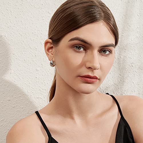 Jiamiaoi Wide Hoop Earrings For Women Hoop Earrings 925 Sterling Silver Hoops Big Hoop Earrings Smooth Hoop Earrings White Gold Hoops Women Wide Hoops Earrings #TOP1