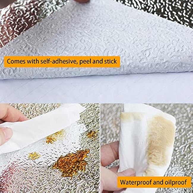 Snkxu Peel and Stick Countertops for Kitchen Backsplash Wallpaper Protector Behind Stove Oil Proof Self Adhesive Waterproof Decor Sticker Contact Paper Back Splash Guard 15.7X118 Inches