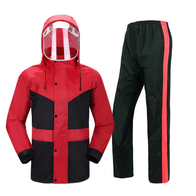 Männer Frauen Motorrad Regenmantel Motorrad Regen Anzug Moto Regen Mantel Jacke Hosen Biker Regen Set Motorradfahrer Frauen(Red,3XL)