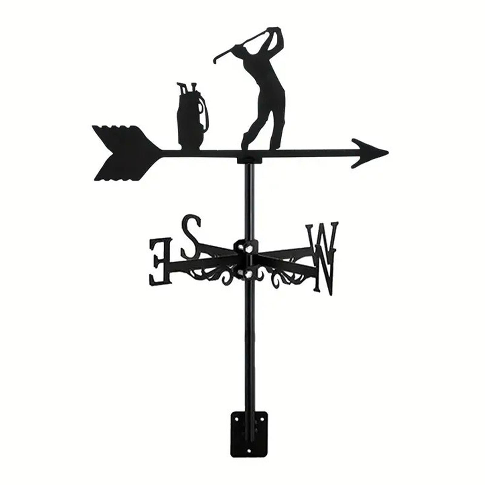 Black Wrought Iron Weathervane Golf for Lawn Outdoor Courtyard