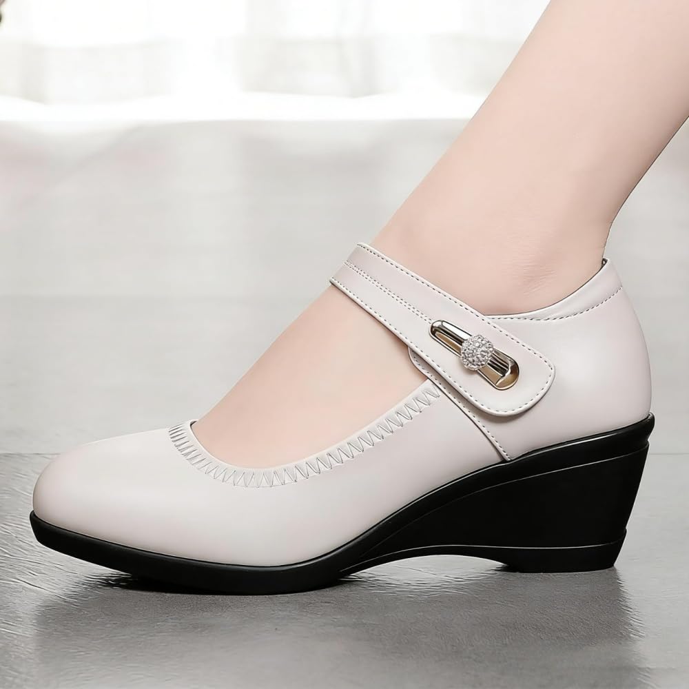Zapatos Mary Jane de cuña para mujer, con puntera cerrada, para mujer