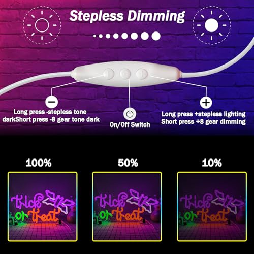 Image of Halloween Neon Sign Bat Neon light for Wall Decor Dimmable Flashing Tick or Treat Neon Lights for Windows Halloween Party Decor