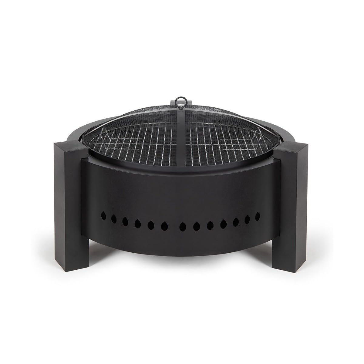 Livoo - Bratero DOC286 - Chimenea Exterior de Calor para jardín o terraza - Ø 59,5 cm - Acero Pintado Negro - Uso con carbón y Madera - con Cubierta Protectora antichispas