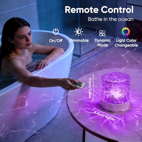 Image of YXQUA Northern Lights Ocean Wave Projector Light, Galaxy Light Projector, 16 Colors Gradual Rotating Water Ripple Ambient Light Non-Wood, Aurora Projector for Sleeping, Home Theater, Party (Plug in)