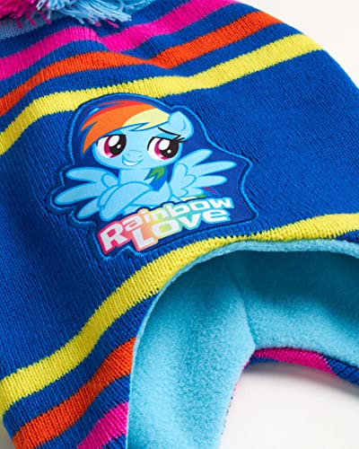 Hasbro My Little Pony Girls Winter Hat and 2 Pair Gloves or Mittens (Toddler/Little Girls), Size Age 2-4, Blue Design - Age 2-4 - Mittens Set3